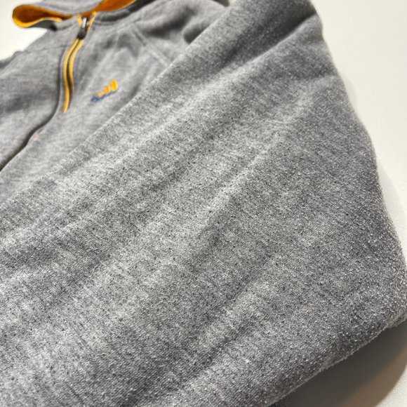 Adidas Reversible Jacket Large Yellow Nylon Gray Fleece Hooded Full Zip - Picture 3 of 8